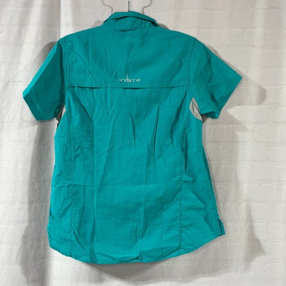 Women's Habit Short Sleeve Button Up Outdoor Fishing Shirt, Small, SPF 30+ - Picture 2 of 6